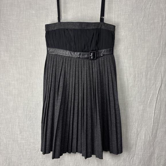 Dolce Gabbana Pleated Silk Wool Blend Dress, Gray Black, 40 - Picture 1 of 13